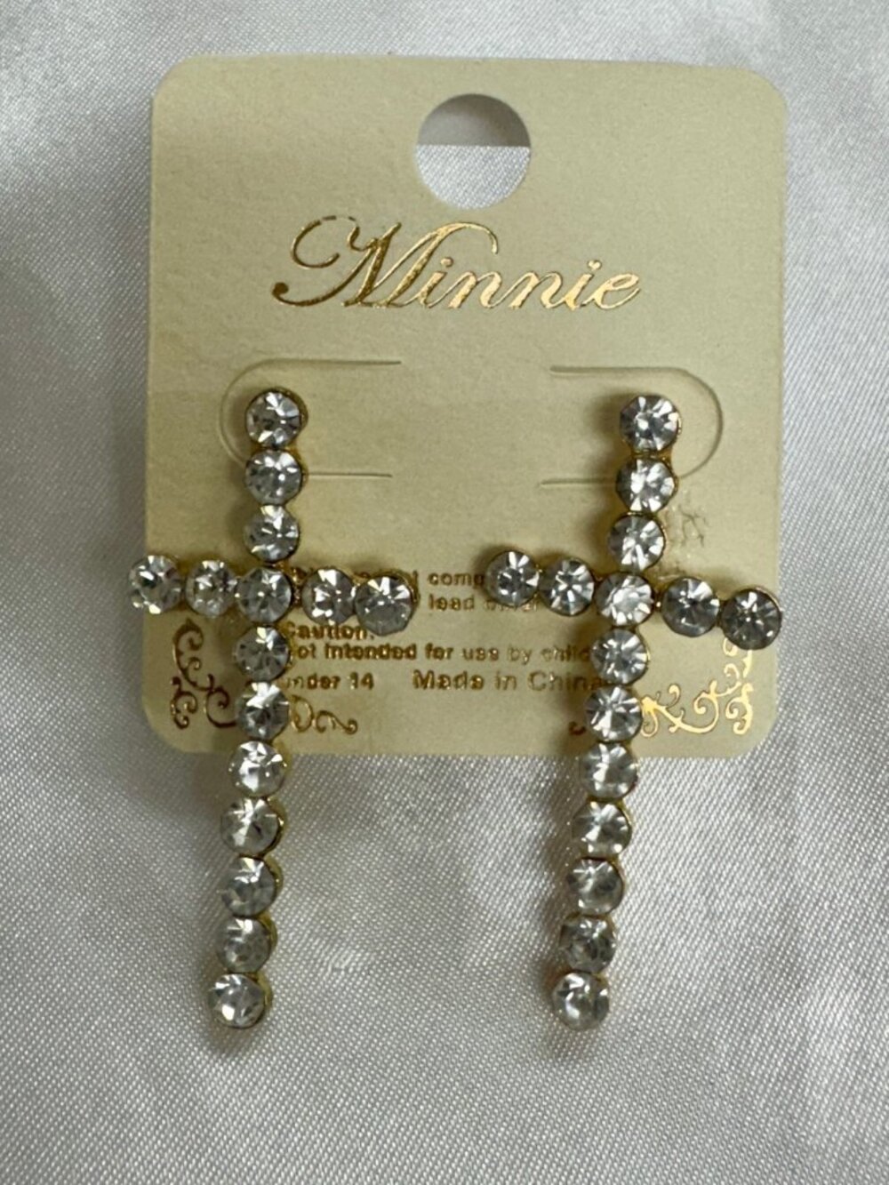 NEW Minnie Faux Diamond Cross Earrings